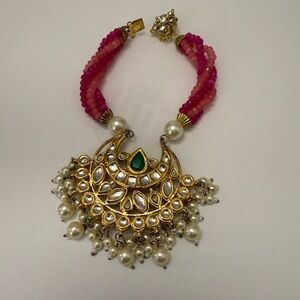 2 for $20 Must bundle / Hand Crafted Gold and Pink Bracelet with Green Detail